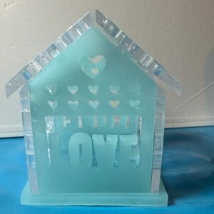 Unique Resin Frosted Blue Love House Decor
